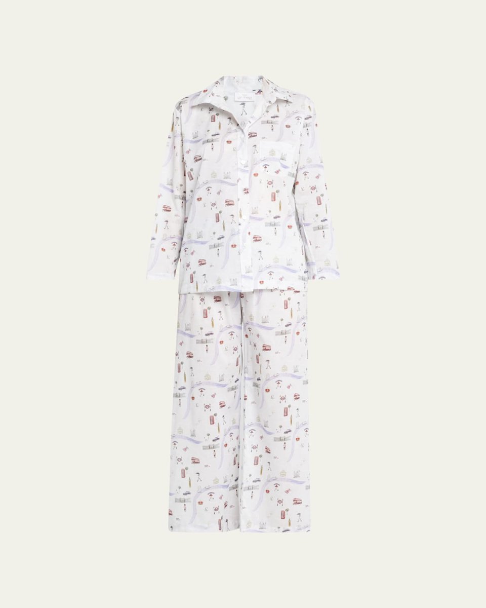 Map-Print Cotton Pajama Set